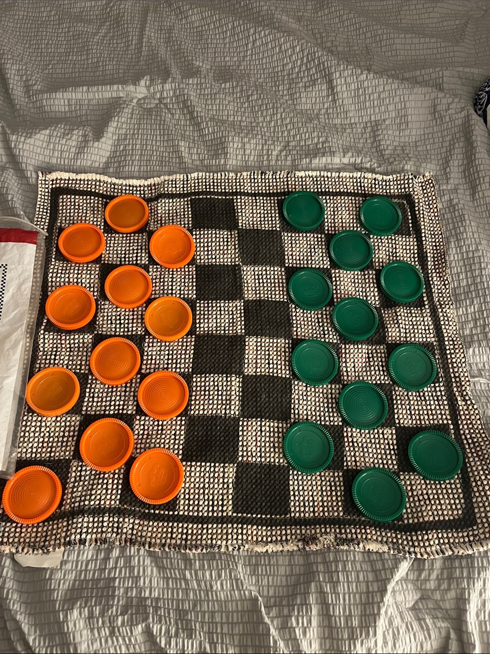 Multiflex Designs Checkers Game Set Woven Board Complete Made in USA